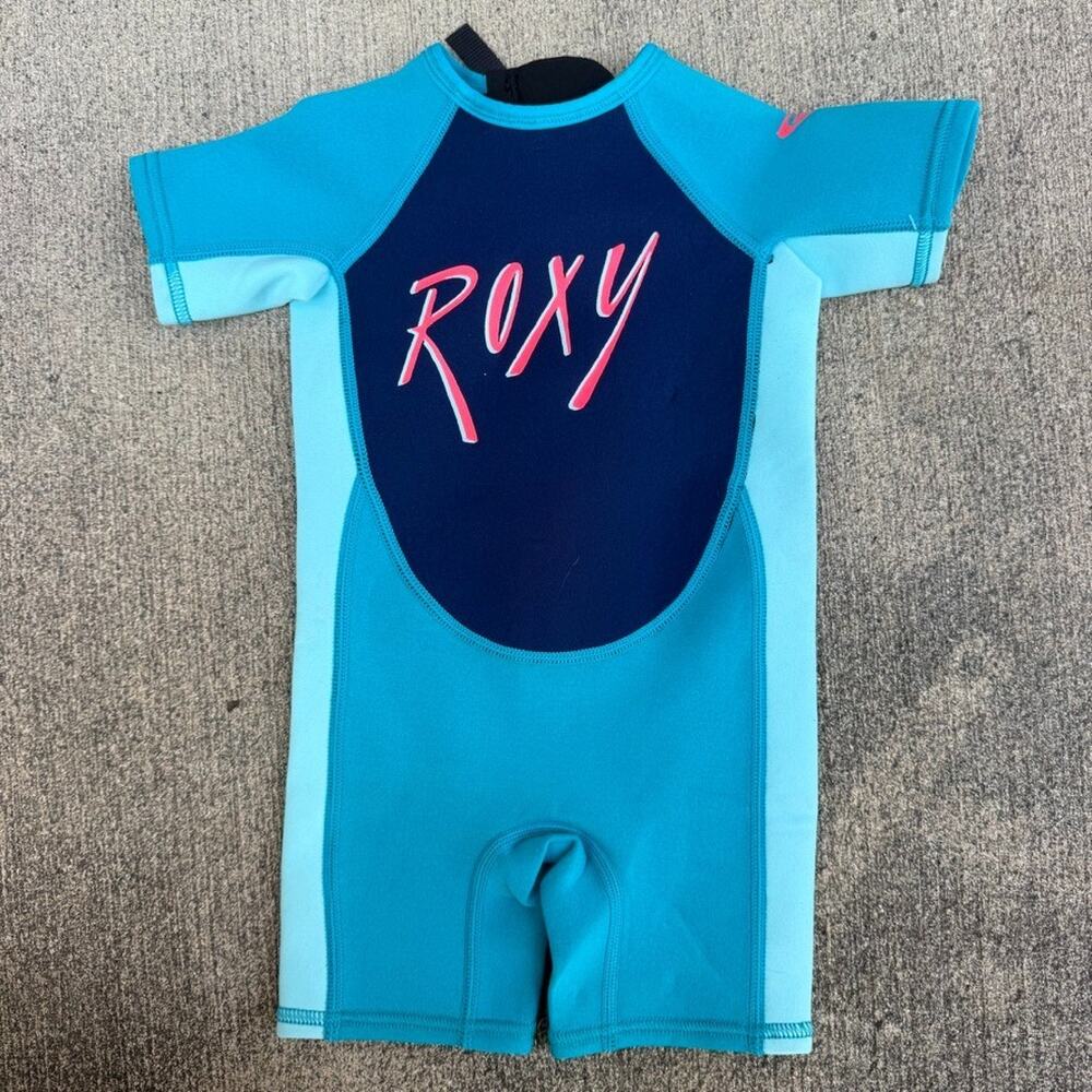 Roxy Wetsuit Toddler 2 Blue Short Sleeve Neoprene Springsuit Back Zip 1.5mm